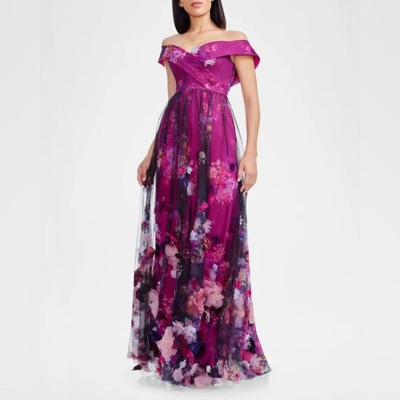 Dress the Population Aurea Floral Print Off the Shoulder Gown | retail $748 - Picture 4 of 16